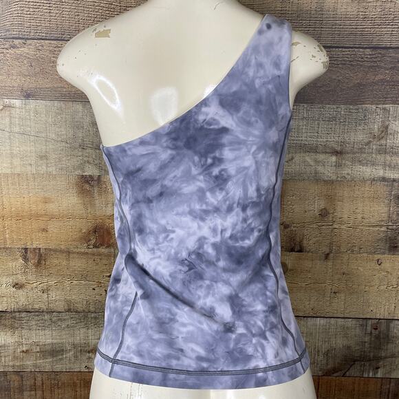 Lululemon Cold Shoulder Tank Top with Bra Diamond Dye Stargaze Pitch Grey SZ 8 - Picture 3 of 7